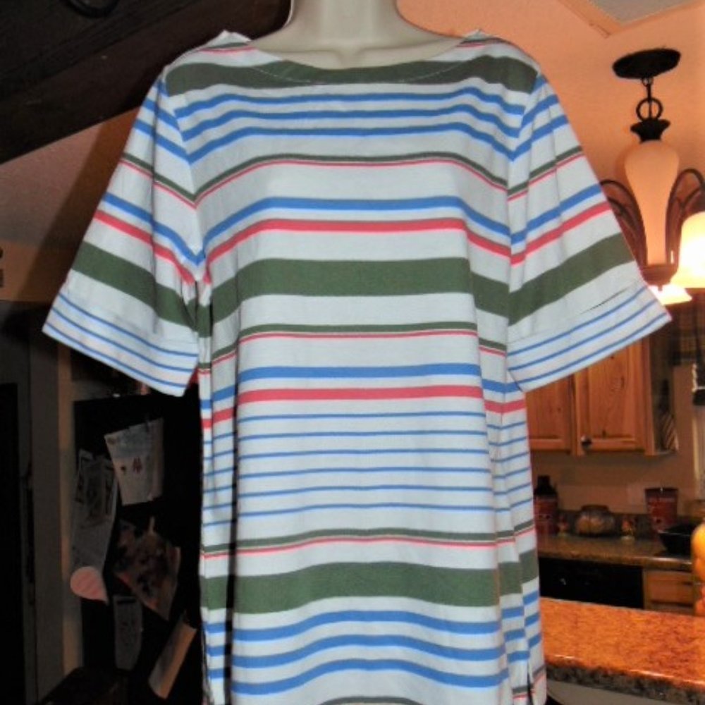 Women's Karen Scott Striped Printed Boat Neck Top